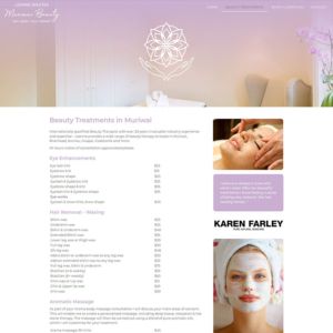 beauty therapy web design